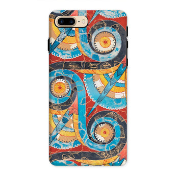 Spiral Frieze - Emile Gillieron Minoan Mosaic Iphone Case, 8 Plus / Matte, Phone Case Abstract Geometric Pattern Blue Orange Red