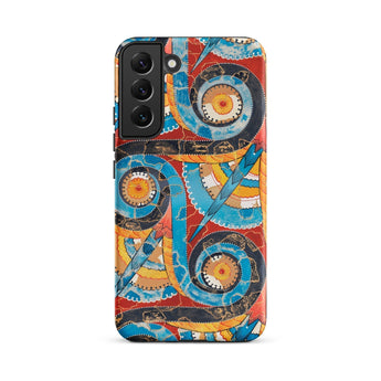Spiral Frieze - Emile Gillieron Minoan Mosaic Phone Case Samsung Galaxy S22 Plus / Matte Vibrant Abstract-patterned Blue Orange Designs Red