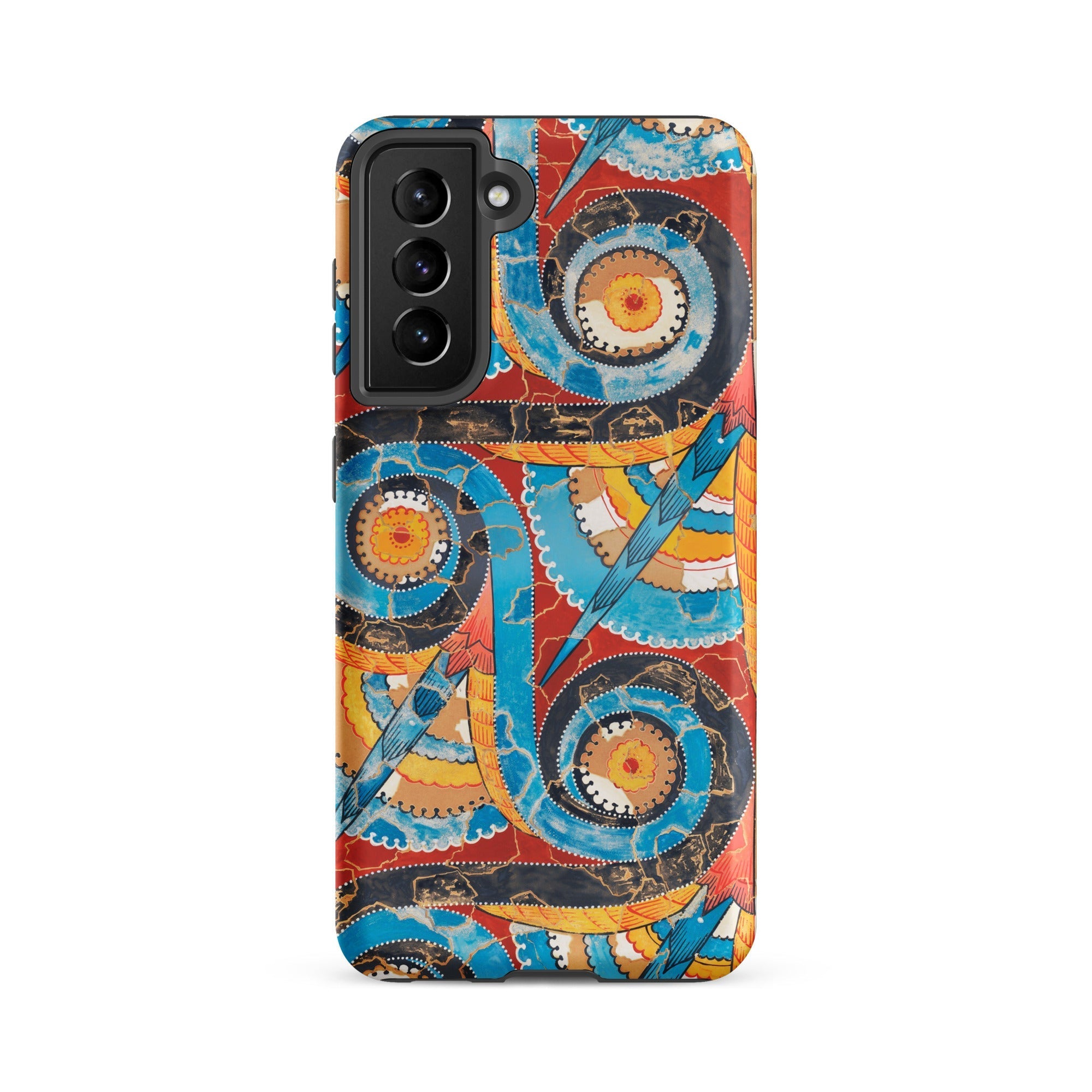 Spiral Frieze Emile Gillieron Minoan Mosaic Samsung Case, Galaxy S21 Fe / Matte, Phone Case Vibrant Intricate Spiral Patterned Design Blue