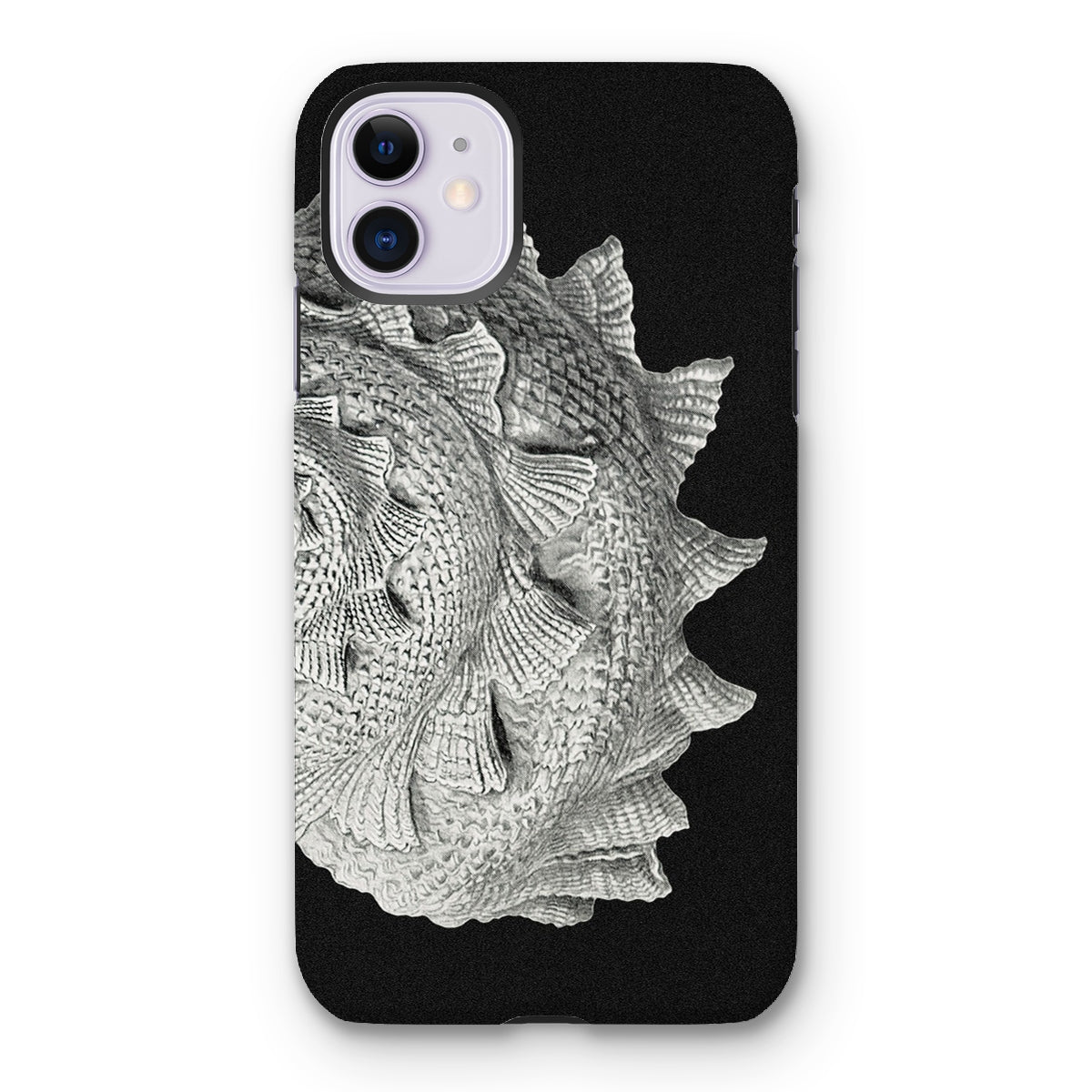 Spiral Shell - Ernst Haeckel Sea Life Graphic Iphone Case, 11 / Matte, Black Phone Case Textured Fractal Design