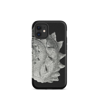 Spiral Shell - Ernst Haeckel Sea Life Graphic Iphone Case, 12 Mini / Matte, Black Phone Case Silver Fish Design