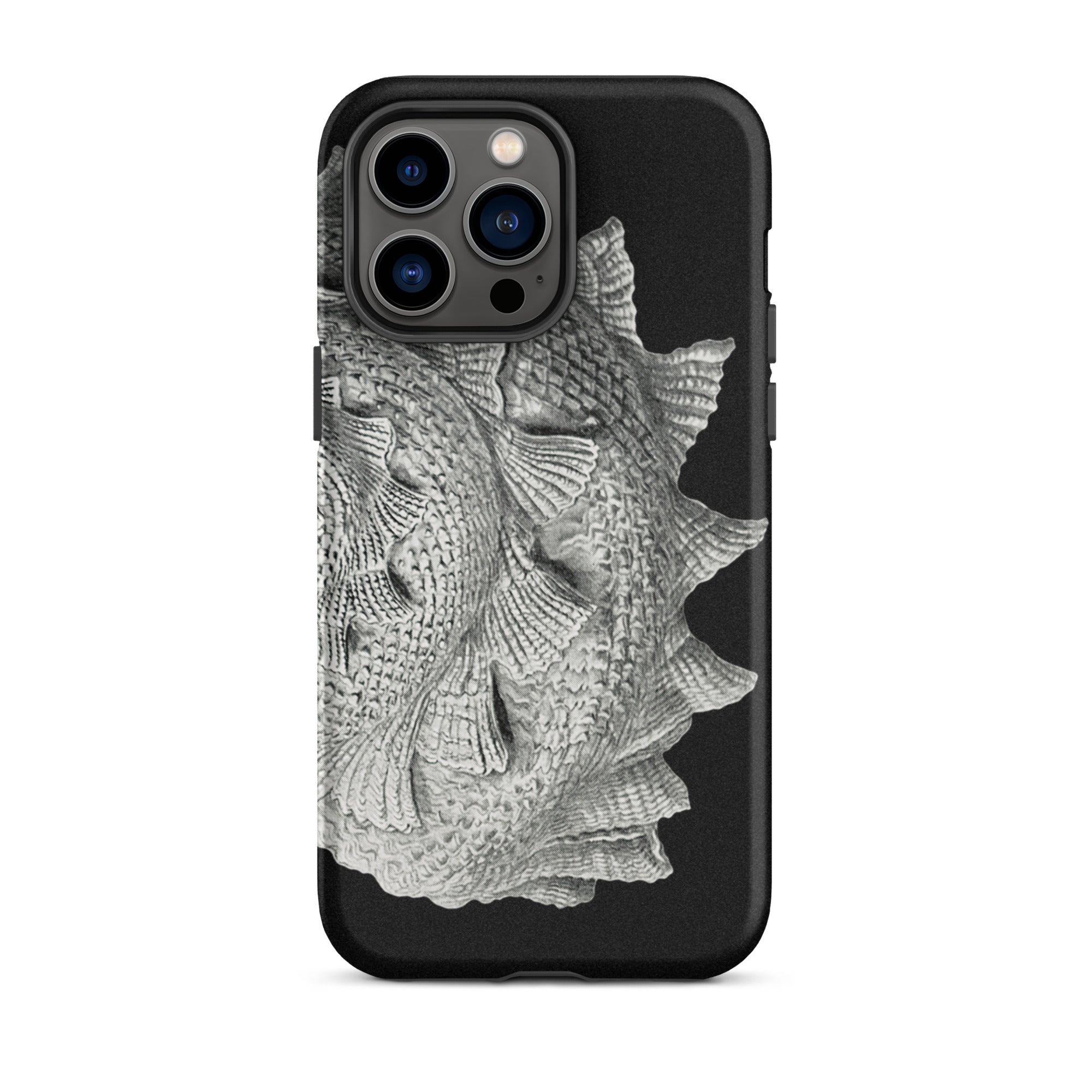 Spiral Shell Ernst Haeckel Sea Life Graphic Iphone Case, 14 Pro Max / Matte, Black Phone Case Silver Fish Design