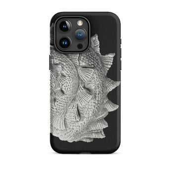 Spiral Shell - Ernst Haeckel Sea Life Graphic Iphone Case, 15 Pro Max / Matte, Black Phone Case Silver Fish Design