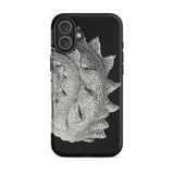 Spiral Shell - Ernst Haeckel Sea Life Graphic Iphone Case, 16 Plus / Matte, Black Phone Case Silver Fish Scale Design