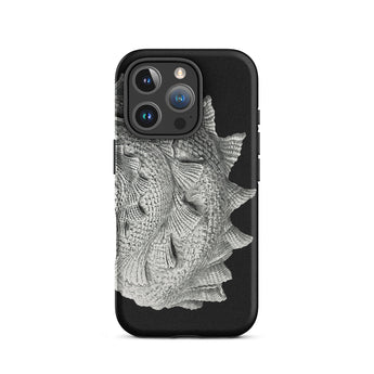 Spiral Shell - Ernst Haeckel Sea Life Graphic Iphone Case, 16 Pro / Matte, Black Phone Case Textured Silver Design