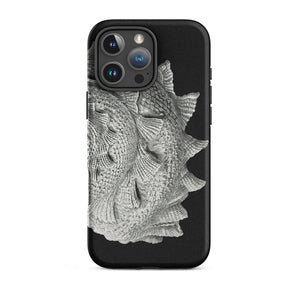 Spiral Shell - Ernst Haeckel Sea Life Graphic Iphone Case, 16 Pro Max / Matte, Black Phone Case Silver Fish Design