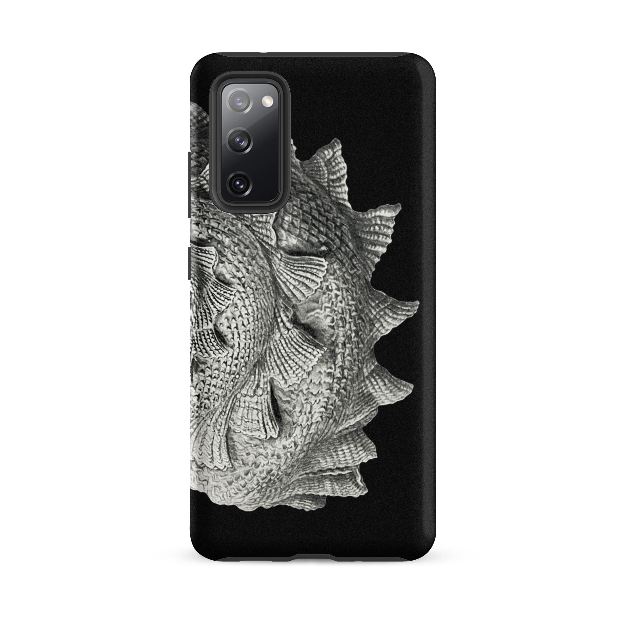 Spiral Shell Ernst Haeckel Sea Life Graphic Samsung Case, Galaxy S20 Fe / Matte, Black Smartphone Case Textured Metallic Silver Fish Scale