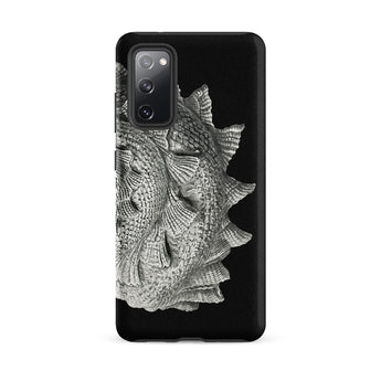 Spiral Shell - Ernst Haeckel Sea Life Graphic Samsung Case, Galaxy S20 Fe / Matte, Black Smartphone Case Textured Metallic Silver Fish Scale