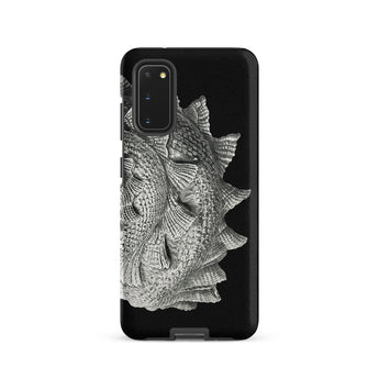 Spiral Shell - Ernst Haeckel Sea Life Graphic Samsung Case, Galaxy S20 / Matte, Black Smartphone Case Textured Metallic Silver Fish Scale