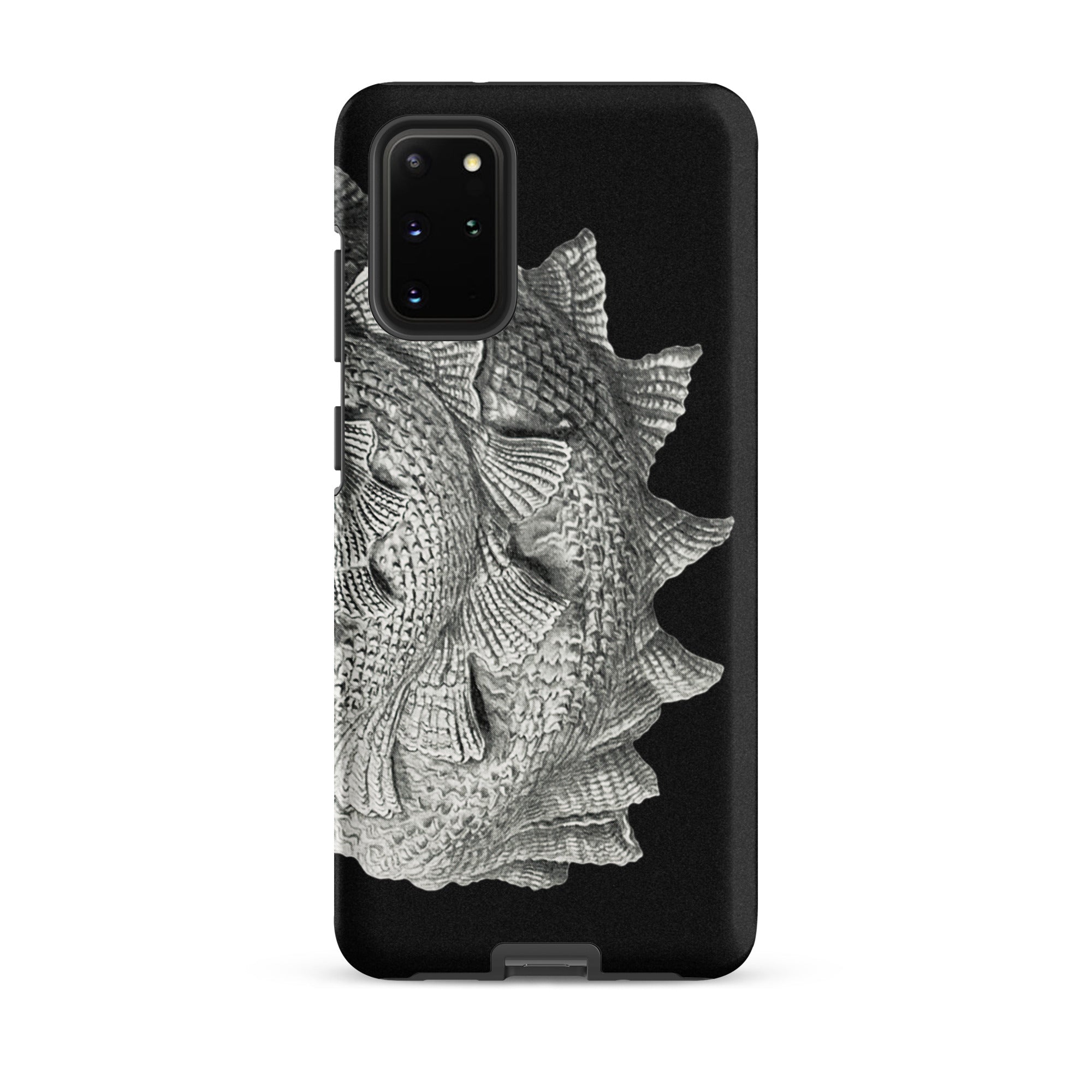 Spiral Shell Ernst Haeckel Sea Life Graphic Samsung Case, Galaxy S20 Plus / Matte, Black Smartphone Case Textured Silvery Abstract Fish