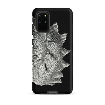 Spiral Shell - Ernst Haeckel Sea Life Graphic Samsung Case, Galaxy S20 Plus / Matte, Black Smartphone Case Textured Silvery Abstract