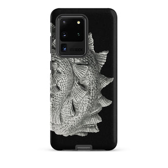 Spiral Shell - Ernst Haeckel Sea Life Graphic Samsung Case, Galaxy S20 Ultra / Matte, Black Smartphone Case Intricate Silver Fish Scale