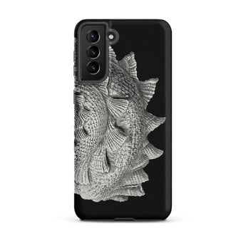 Spiral Shell - Ernst Haeckel Sea Life Graphic Samsung Case, Galaxy S21 Plus / Matte, Black Smartphone Case Textured Metallic Fish Scale