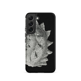 Spiral Shell - Ernst Haeckel Sea Life Graphic Samsung Case, Galaxy S22 / Matte, Black Phone Case Textured Silvery-grey Fish-scale Pattern