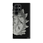 Spiral Shell Ernst Haeckel Sea Life Graphic Samsung Case, Galaxy S22 Ultra / Matte, Black Smartphone Case Textured Silver Fish Scale Design