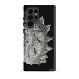 Spiral Shell - Ernst Haeckel Sea Life Graphic Samsung Case, Galaxy S22 Ultra / Matte, Black Smartphone Case Textured Silver Fish-scale
