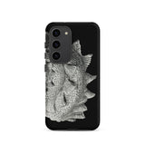 Spiral Shell - Ernst Haeckel Sea Life Graphic Samsung Case, Galaxy S23 / Matte, Black Smartphone Case Textured Silvery Fish-scale Design