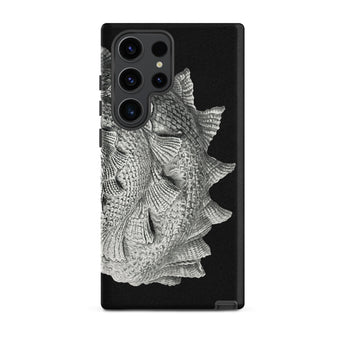 Spiral Shell - Ernst Haeckel Sea Life Graphic Samsung Case, Galaxy S23 Ultra / Matte, Black Smartphone Case Metallic Textured Fish Scale