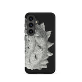 Spiral Shell - Ernst Haeckel Sea Life Graphic Samsung Case, Galaxy S24 / Matte, Black Phone Case Textured Silvery Fish-scale Design
