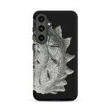 Spiral Shell - Ernst Haeckel Sea Life Graphic Samsung Case, Galaxy S24 Plus / Matte, Black Phone Case Textured Metallic Silver Fish Scale
