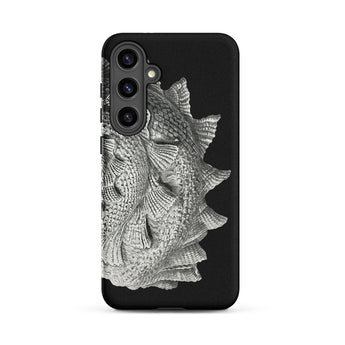 Spiral Shell - Ernst Haeckel Sea Life Graphic Samsung Case, Galaxy S24 Plus / Matte, Black Phone Case Textured Metallic Silver Fish Scale