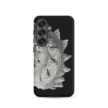 Spiral Shell - Ernst Haeckel Sea Life Graphic Samsung Case, Galaxy S25 / Matte, Black Phone Case Textured Silver Fish Scale Design