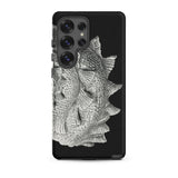 Spiral Shell - Ernst Haeckel Sea Life Graphic Samsung Case, Galaxy S25 Ultra / Matte, Black Smartphone Case Textured Metallic Fish Scale