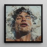 Splish Splash - Gaysian Male Erotica Kunstdruck / Leinwand, 12x12’’ / 31x31cm / Schwarzer Rahmen, Poster, Drucke & visuelle Kunstwerke, Toby Leon