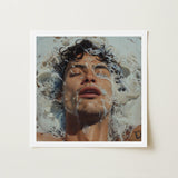 Splish Splash - Gaysian Male Erotica Art Print / Canvas Framed Square Man Dark Wet Hair Homoerotic, Tactile Symphony Prints