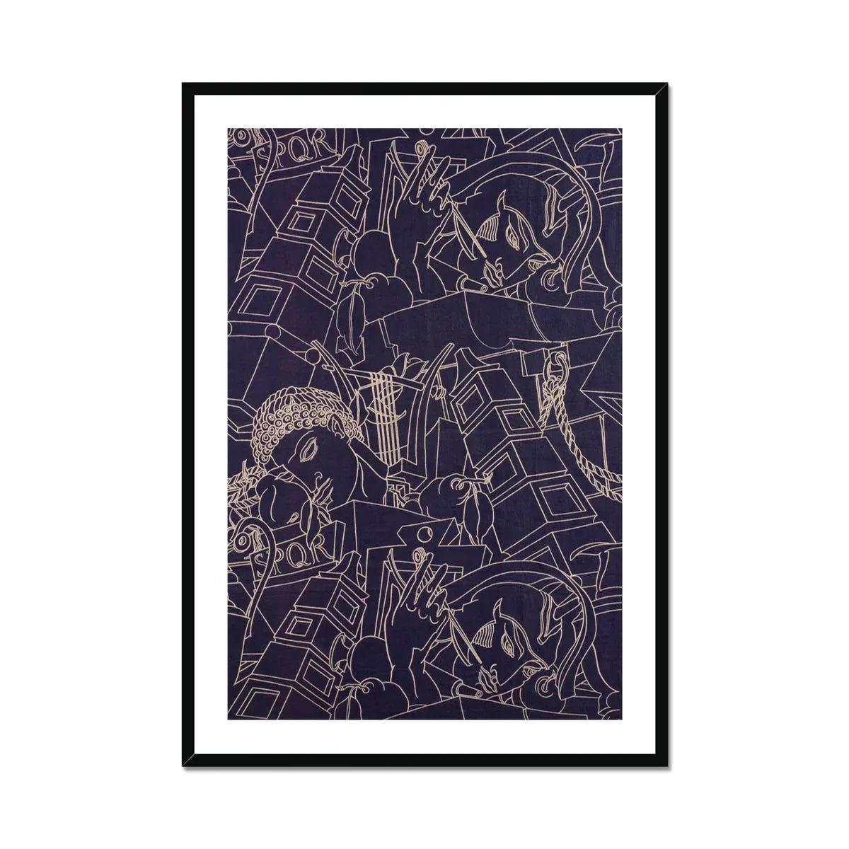 Spqr - Victor Proetz Decorative Textile Pattern Art Print, Abstract Line Art Pattern Geometric Shapes Curved Elements
