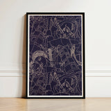 Framed Abstract Artwork Intricate White Line Drawings Deep Victor Proetz Art, Print, Mesmerizing