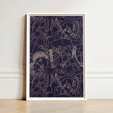 Framed Abstract Artwork Intricate White Line Drawings Deep Victor Proetz Art, Print, Mesmerizing