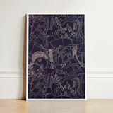 Framed Abstract Artwork Intricate White Line Drawings Deep Victor Proetz Art, Print, Mesmerizing