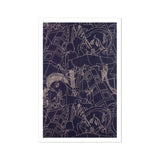 Spqr - Victor Proetz Decorative Textile Pattern Art Print / Canvas Abstract Pattern White Line Drawings Dark Navy Blue Victor Proetz Art,