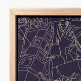 Navy Blue Canvas Print White Line Art Abstract Victor Proetz, Mesmerizing