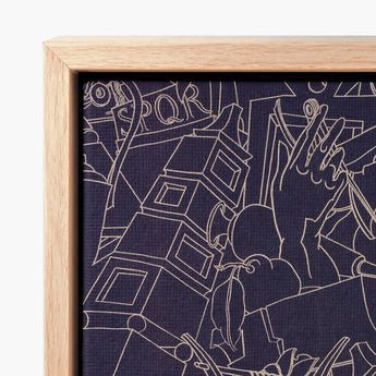 Navy Blue Canvas Print White Line Art Abstract Victor Proetz, Mesmerizing