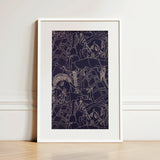 Spqr - Victor Proetz Decorative Textile Pattern Art Print / Canvas Framed Abstract Artwork Intricate White Line Drawings Deep Victor Proetz