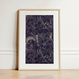 Spqr - Victor Proetz Decorative Textile Pattern Art Print / Canvas Framed Abstract Artwork Intricate White Line Drawings Deep Victor Proetz