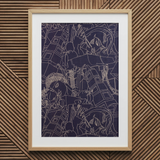 Spqr - Victor Proetz Decorative Textile Pattern Art Print / Canvas Framed Abstract Artwork White Line Illustrations Deep Navy Victor Proetz