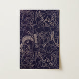 Spqr - Victor Proetz Decorative Textile Pattern Art Print / Canvas Navy Blue Abstract Art Print Intricate White Line Victor Proetz Art,