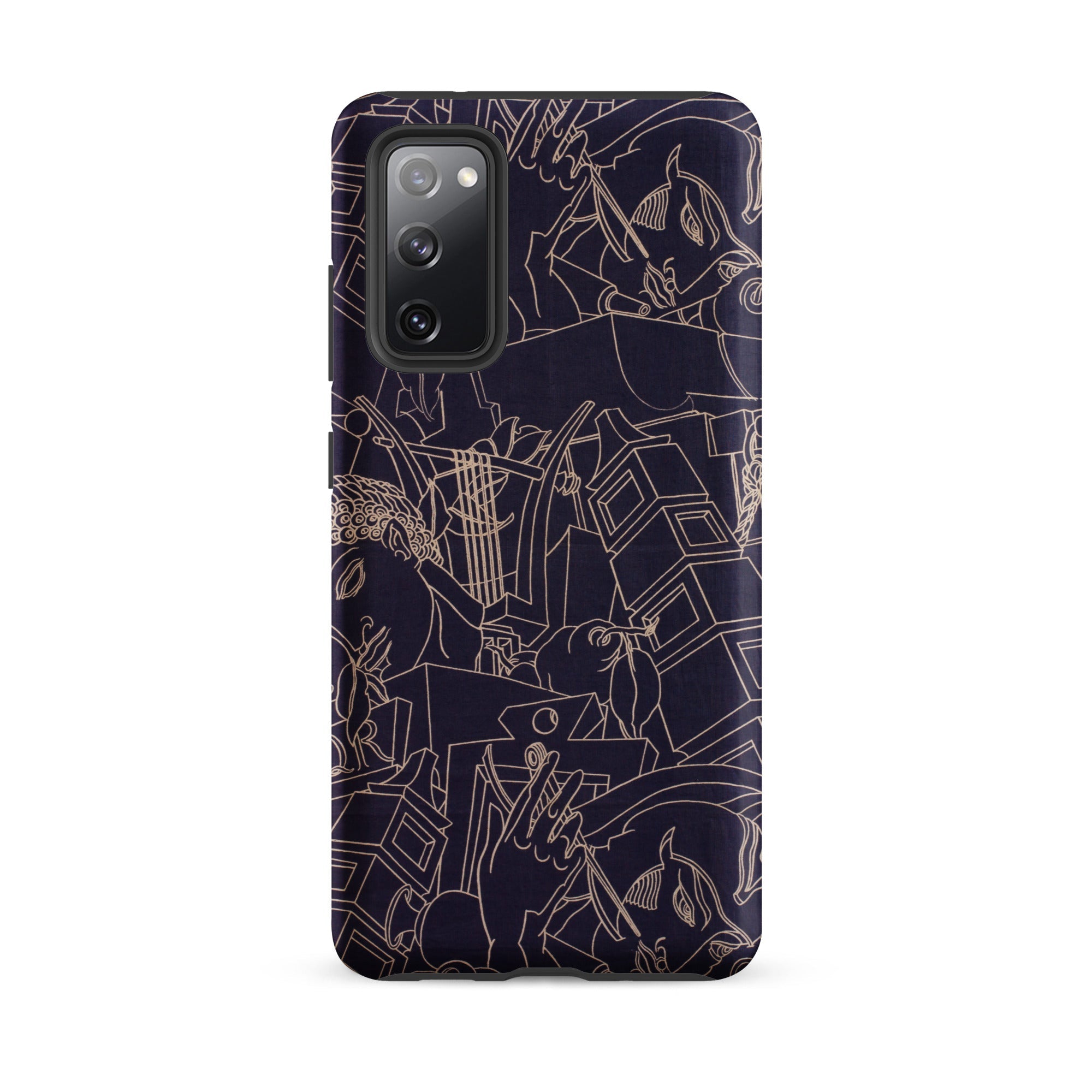 Spqr Victor Proetz Samsung Case, Galaxy S20 Fe / Matte, Dark Blue Phone Case White Line Art Pattern Abstract