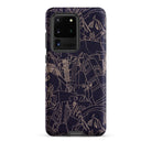 Spqr Victor Proetz Samsung Case, Galaxy S20 Ultra / Matte, Dark Blue Phone Case Gold Line Art Patterns