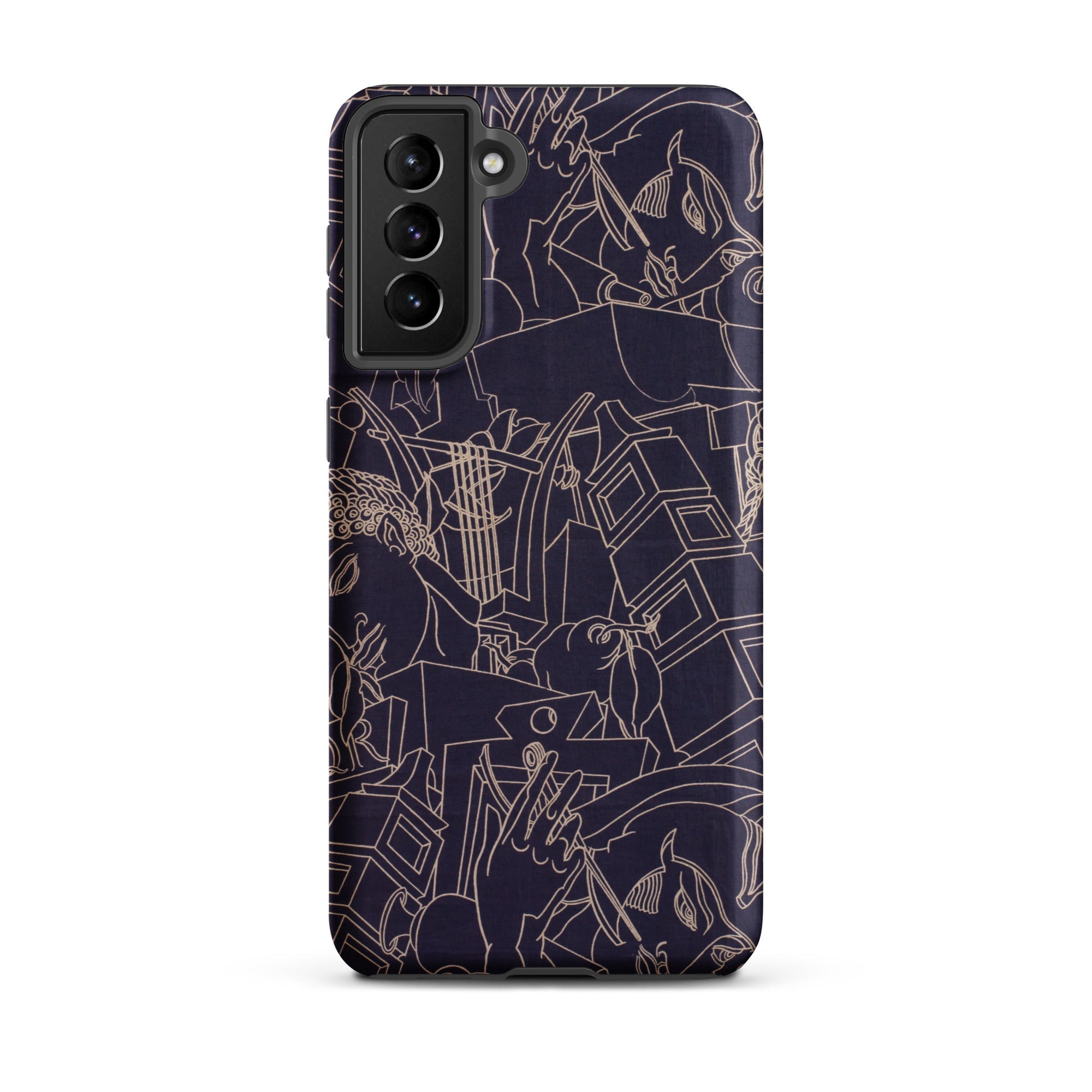 Spqr Victor Proetz Samsung Case, Galaxy S21 Plus / Matte, Dark Blue Phone Case Continuous Pattern Light Colored Abstract