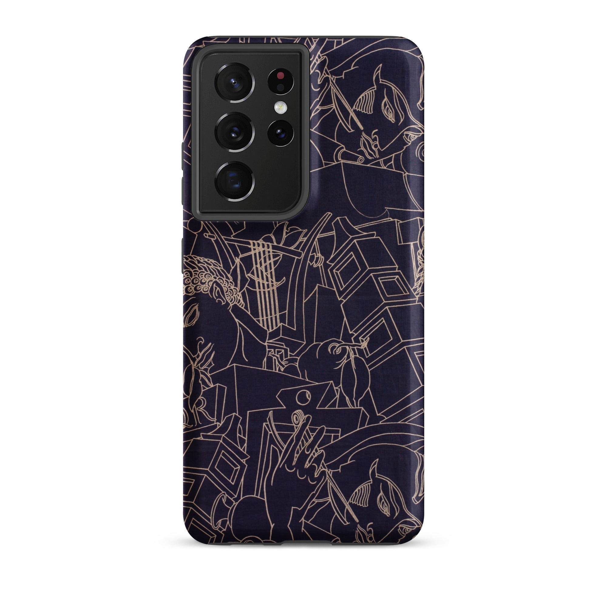 Spqr Victor Proetz Samsung Case, Galaxy S21 Ultra / Matte, Black Smartphone Patterned Case Abstract Shapes Cartoon Like Figures