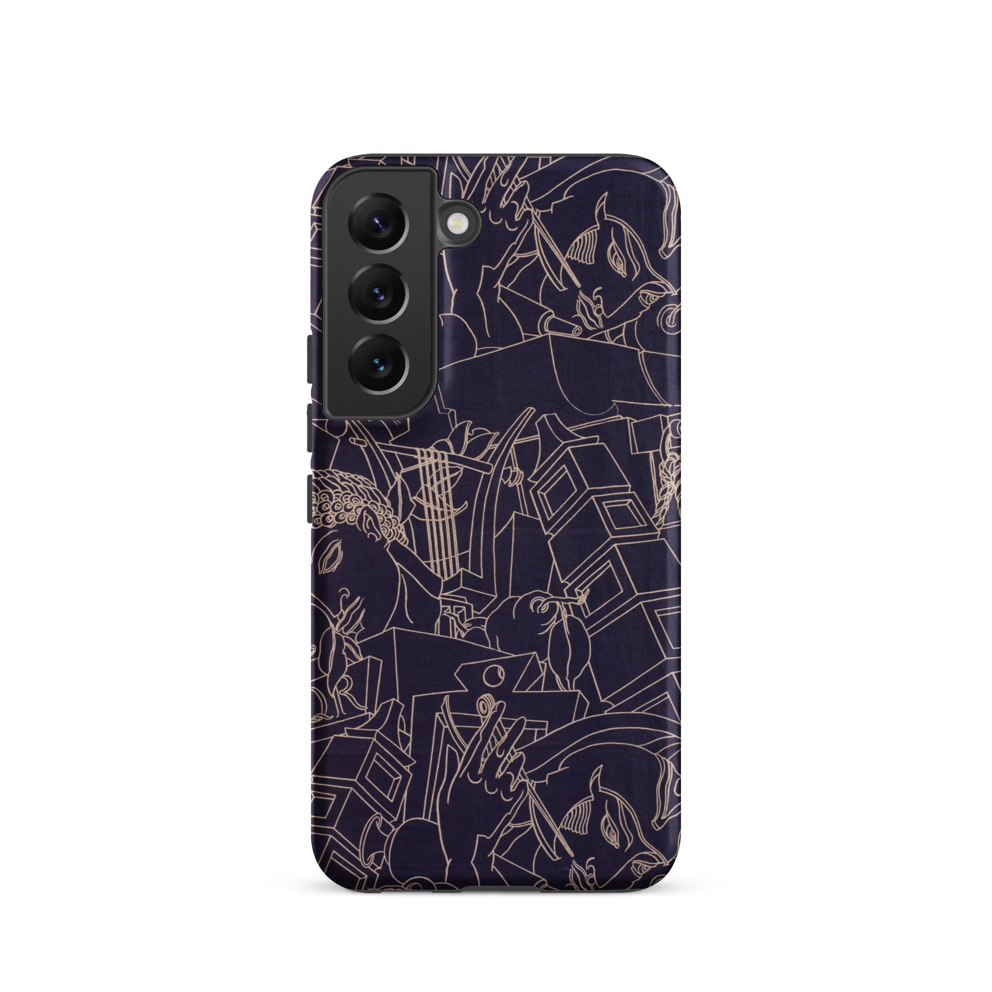 Spqr Victor Proetz Samsung Case, Galaxy S22 / Matte, Dark Purple Smartphone Case Intricate White Line Art