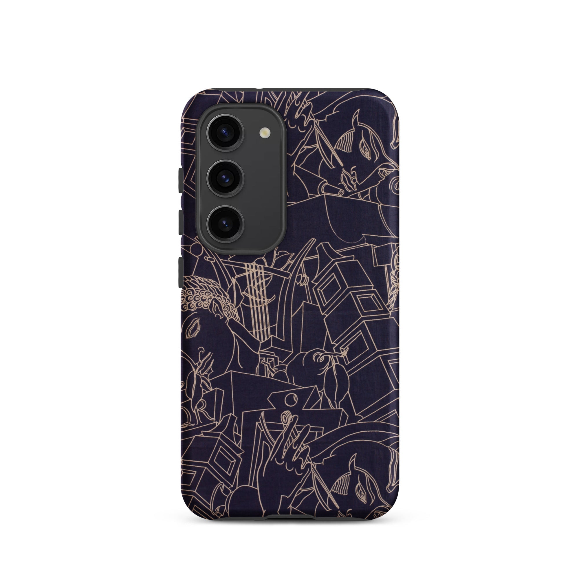 Spqr Victor Proetz Samsung Case, Galaxy S23 / Matte, Dark Colored Phone Case Intricate White Line Art Patterns