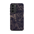 Spqr Victor Proetz Samsung Case, Galaxy S23 Plus / Matte, Dark Purple Phone Case Intricate White Line Art Pattern