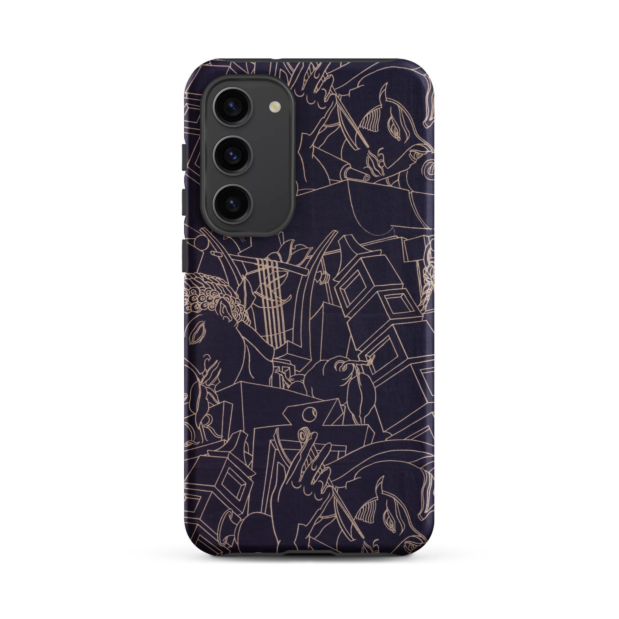 Spqr Victor Proetz Samsung Case, Galaxy S23 Plus / Matte, Dark Purple Phone Case Intricate White Line Art Pattern