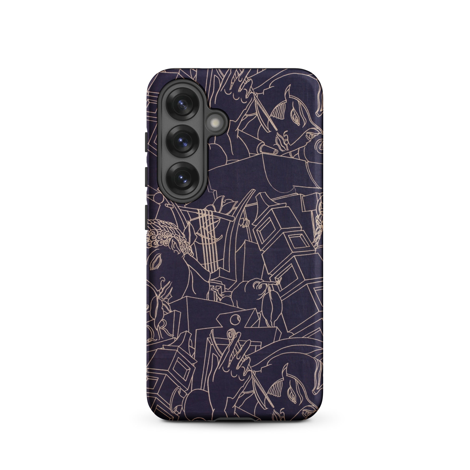 Spqr Victor Proetz Samsung Case, Galaxy S25 / Matte, Dark Colored Smartphone Case Complex Light Line Art Pattern
