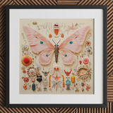 Spreadwinged Empress - Alien Butterfly Taxonomy Art Print, 12x12’’ / 31x31cm / Zwarte lijst / 2’’ Passe-partout, Posters Prints & Visuele Kunst,